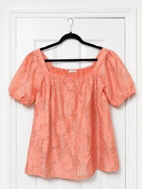 Andthewhy floral applique embroidered square-neck blouse